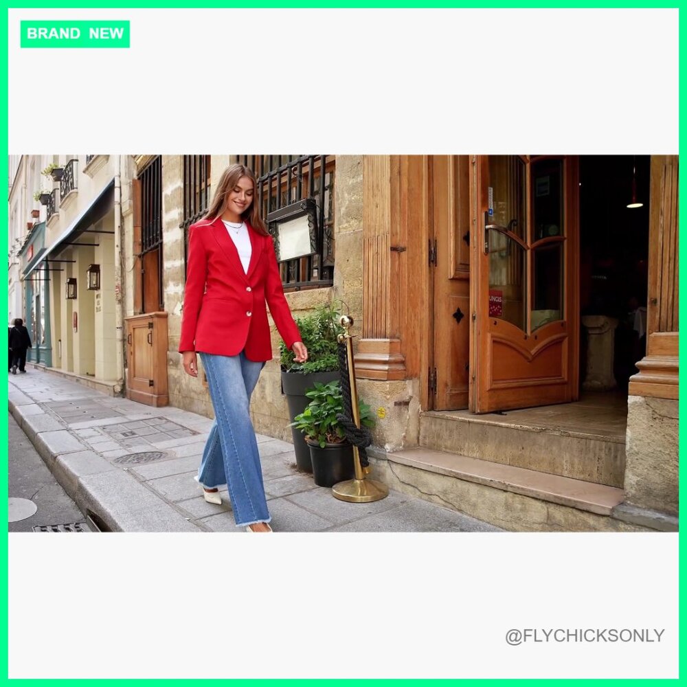 Polyester Elastane Blazer with Pockets Notch Lape… - image 6